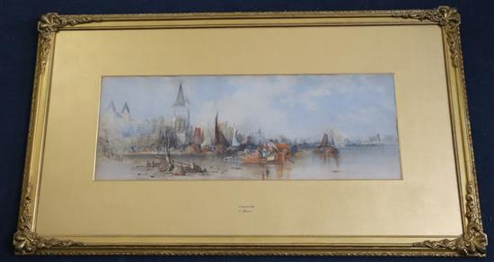 George Howse (1800-1860), watercolour, View of Cologne, signed, 24 x 66cm